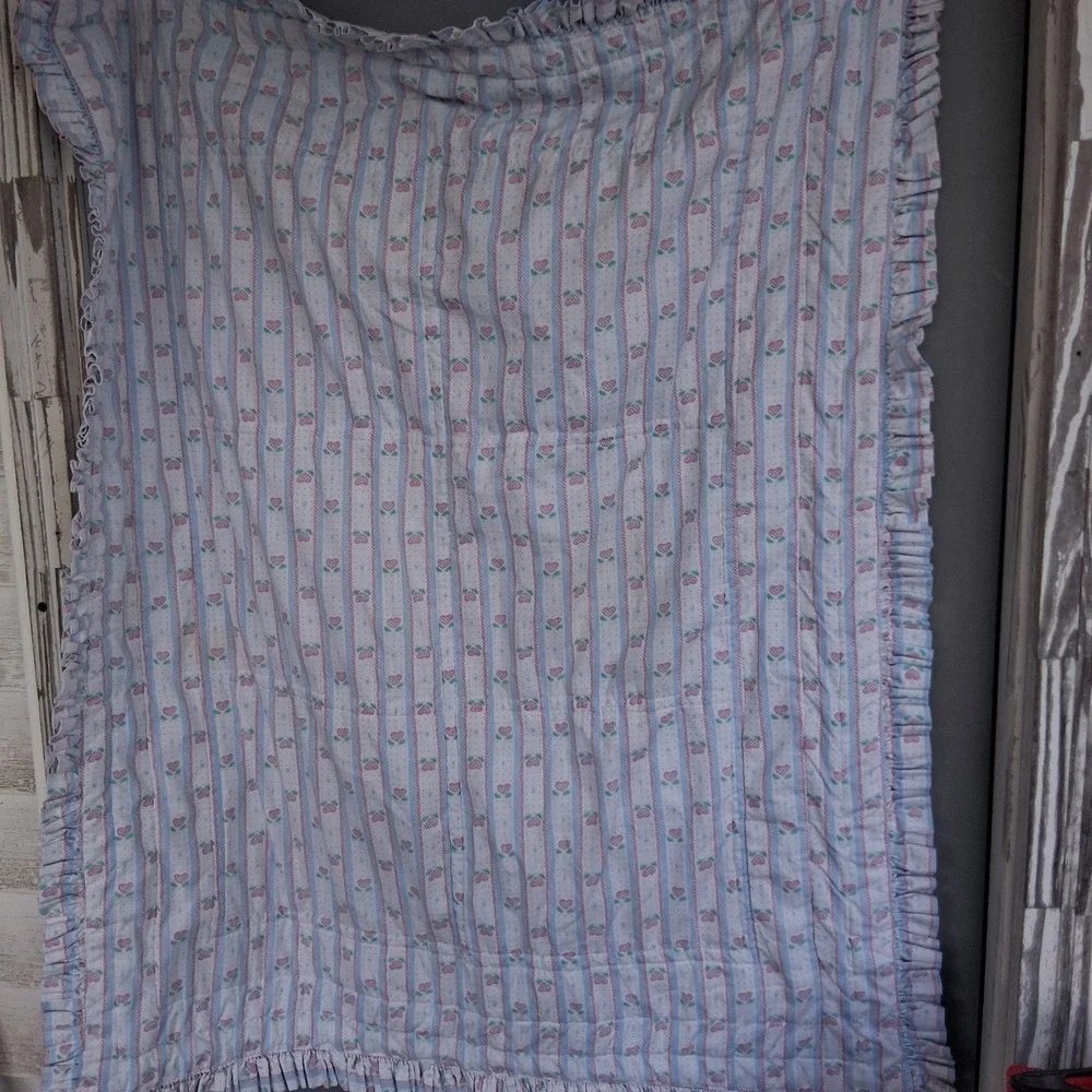 Vintage 90s Y2k Daisy Kingdom Baby Blanket Quilt Bunnies Cottagecore Pastel‎